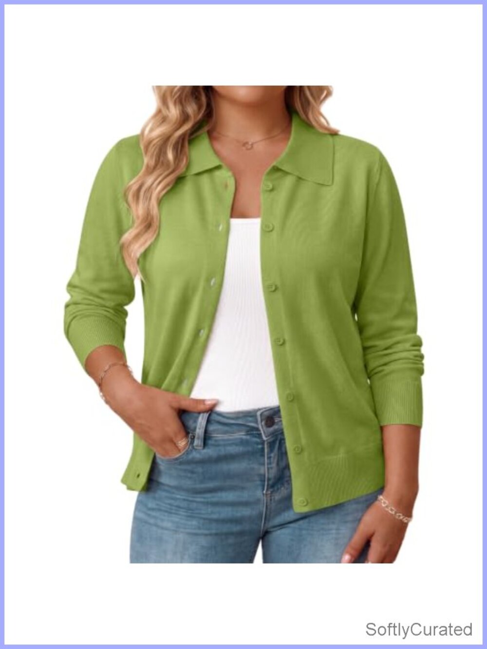 Plus Size Cardigan for Women Lapel Collar Lightweight Sweater